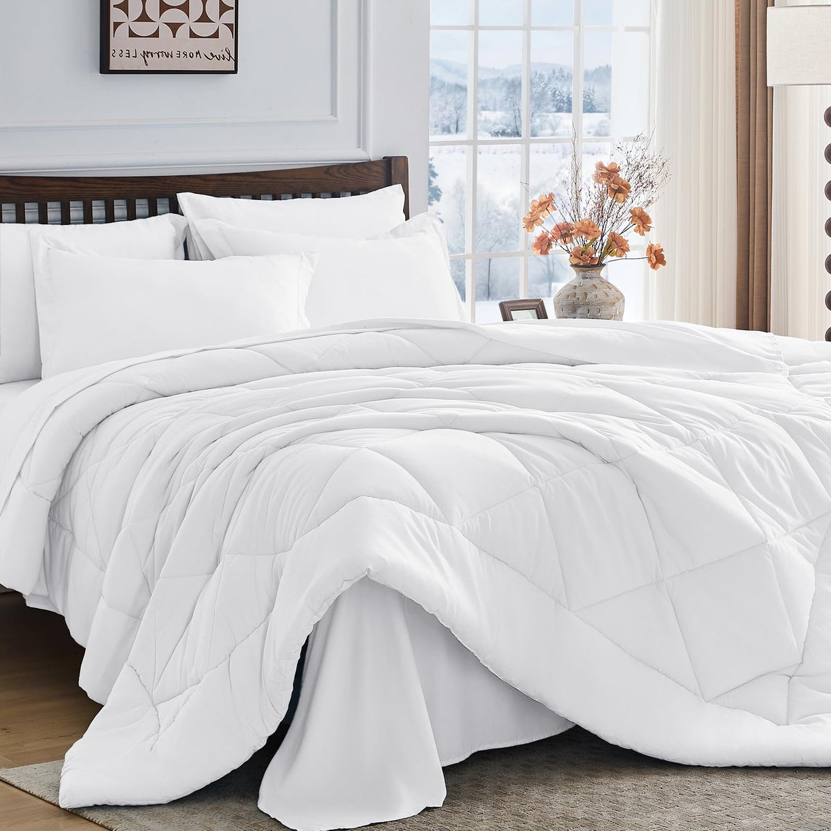 HEVUMYI 7-Piece King Comforter Set, Dark Grey Bed in a Bag