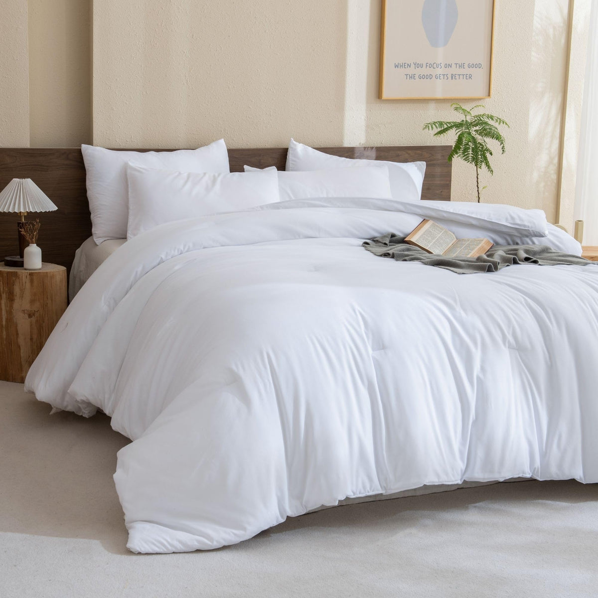 Paxrac Earthy Brown Comforter Full Size, Neutral 3 Pieces Comforter Set, Lightweight Solid Bedding Set, All Seasons Soft Fluffy Full Comforter Set (80x90In Comforter & 2 Pillowcases)