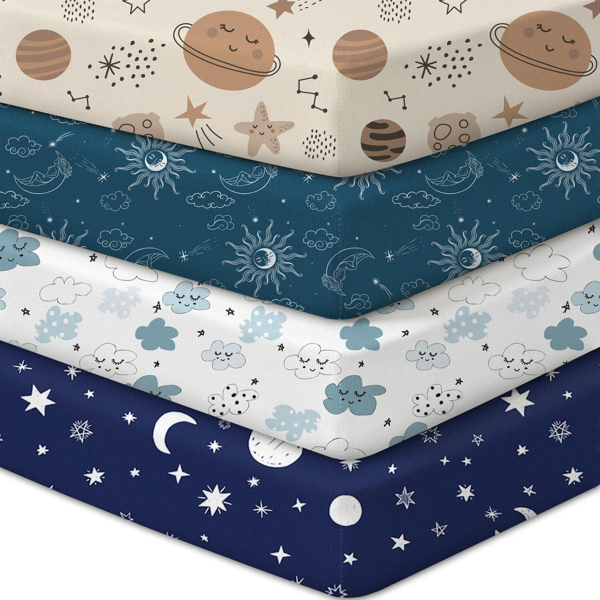 Baby Crib Sheets 2 Pack for Boys and Girls Fit for Standard Crib Toddler Mattress Breathable Soft Microfiber Baby Sheet 28x52x8in (Pink Rainbow & Pink)
