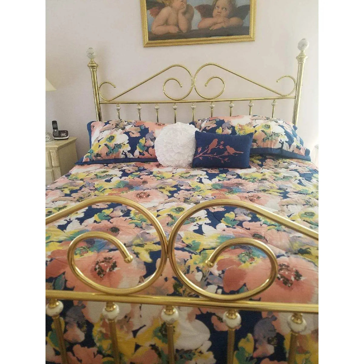 Lush Decor Watercolour Floral Full 7-Pc Bedding Set - 100% Cotton Face, Polyester Accents, Elegant Patterns, Bed Cover Set, Euro Sham Fit, Spot Clean Compatible for Bedroom Use, Bedding Sets