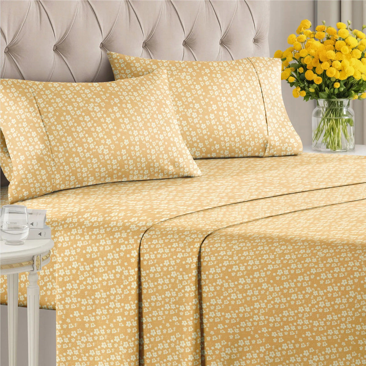 CGK | Bloom Collection Sheet Set – Ultra Soft with Deep Pockets, Wrinkle-Free, Stylish Flower Prints Bed Linens