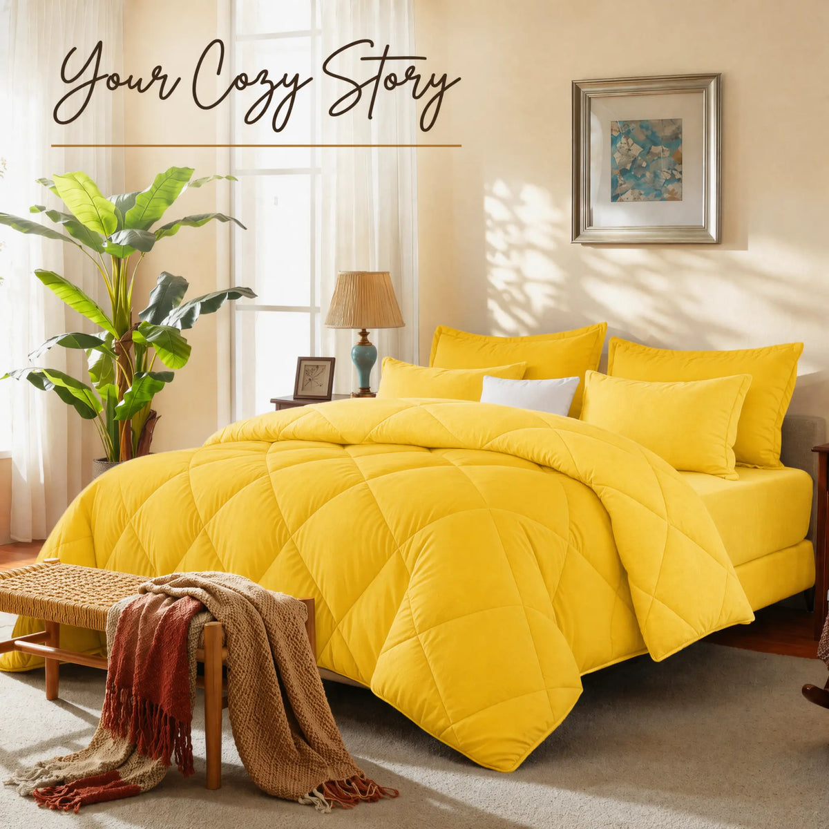 Cosybay 7-Piece Wrinkle-Resistant Bedding Bundle, Reversible Queen/King/Full Comforter Set, All-Season Luxury Tufted Boho Print Bedding with Comforter, Flat Sheet, Fitted Sheet, Pillowcases & Pillow Shams (Dorm, Back-to-School),sohochic