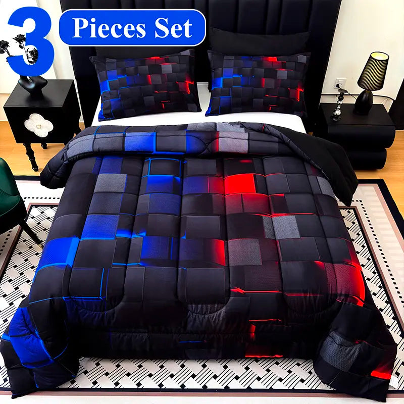 [Weekly Deals] 4-Season Technology Quilt Set - 3/6/7-Piece Bedsheet Sets, Digital Printing comforter, All-Year Use, Avant-Garde Bedroom Decorative Bedding, Cyber Atmosphere Refresh, Summer Compatible, Decorative Bedding Set sohochic