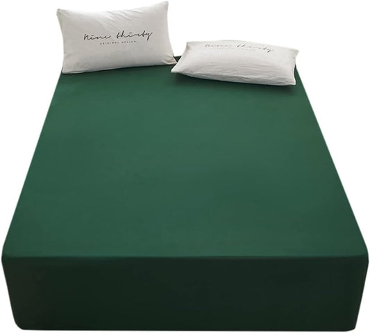 Bedding Queen Size Fitted Sheet Only- Bottom Mattress Fitted Sheet-Fits 15inches Deep Pocket Mattress-Soft and Microfibe-Shrinkage and Fade Resistantr-Easy Care-Dark Green