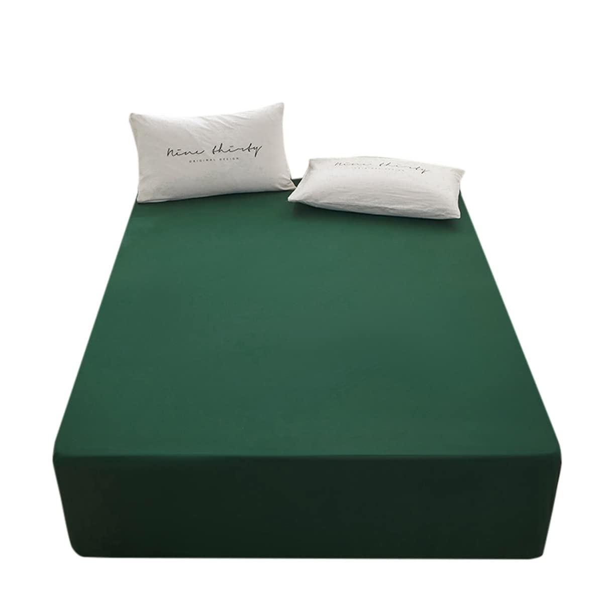 Bedding Queen Size Fitted Sheet Only- Bottom Mattress Fitted Sheet-Fits 15inches Deep Pocket Mattress-Soft and Microfibe-Shrinkage and Fade Resistantr-Easy Care-Dark Green