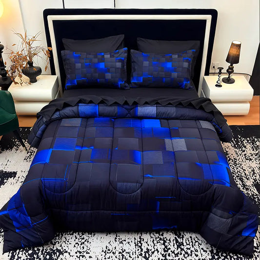 [Weekly Deals] 4-Season Technology Quilt Set - 3/6/7-Piece Bedsheet Sets, Digital Printing comforter, All-Year Use, Avant-Garde Bedroom Decorative Bedding, Cyber Atmosphere Refresh, Summer Compatible, Decorative Bedding Set sohochic