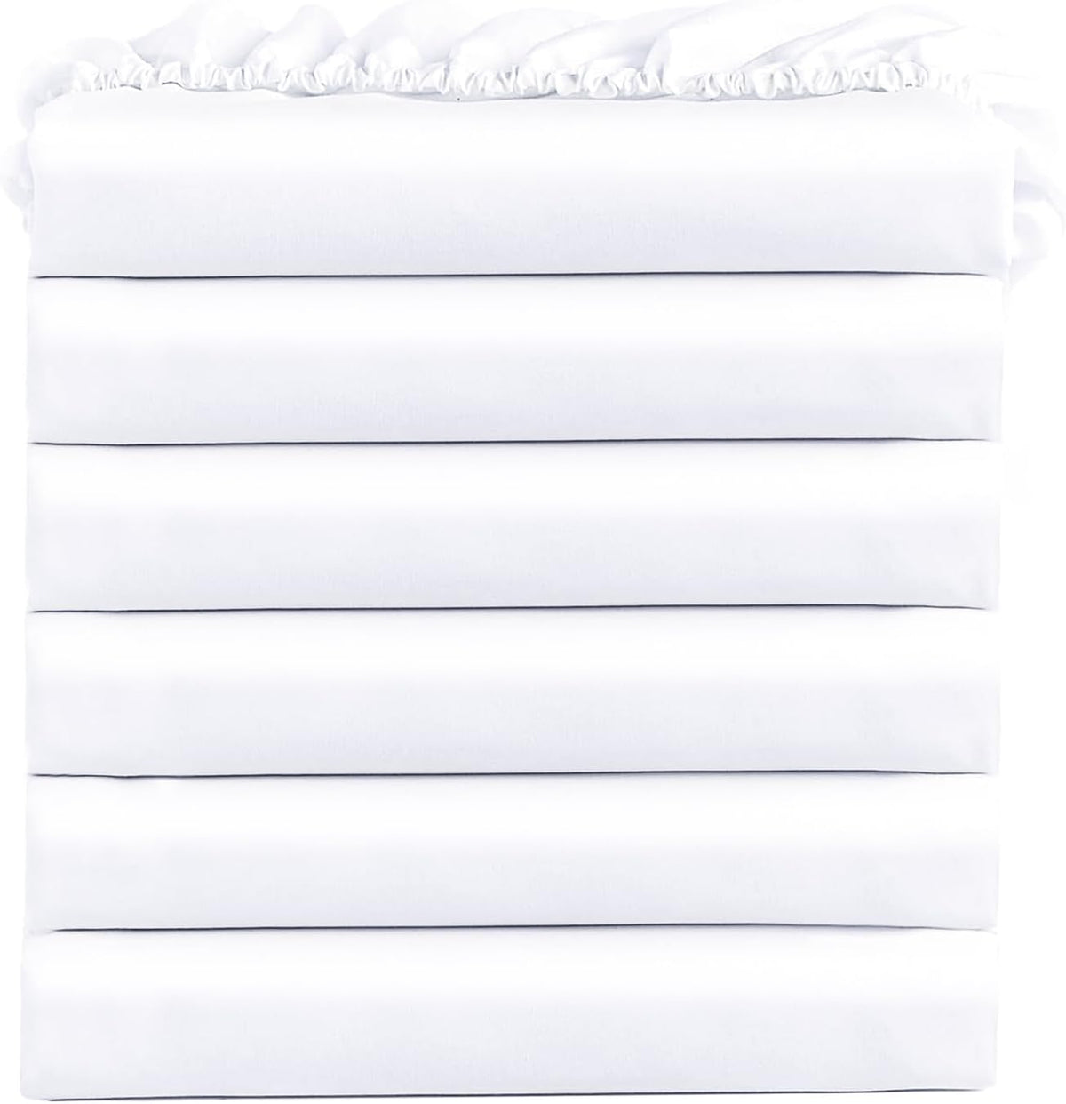 FreshCulture Twin Fitted Sheets, Bulk Pack of 6, Deep Pocket, Soft Microfiber Bottom Sheets for Home, Salons, Hotels, Twin Size Fitted Sheets Only (White)