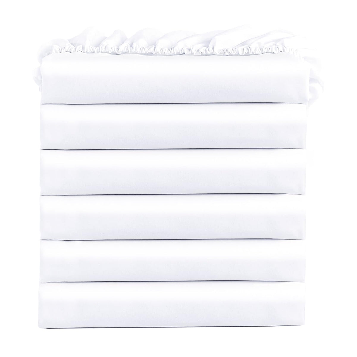 FreshCulture Twin Fitted Sheets, Bulk Pack of 6, Deep Pocket, Soft Microfiber Bottom Sheets for Home, Salons, Hotels, Twin Size Fitted Sheets Only (White)
