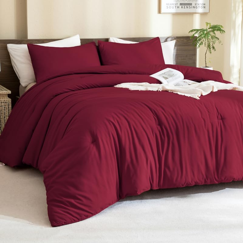 Paxrac Earthy Brown Comforter Full Size, Neutral 3 Pieces Comforter Set, Lightweight Solid Bedding Set, All Seasons Soft Fluffy Full Comforter Set (80x90In Comforter & 2 Pillowcases)