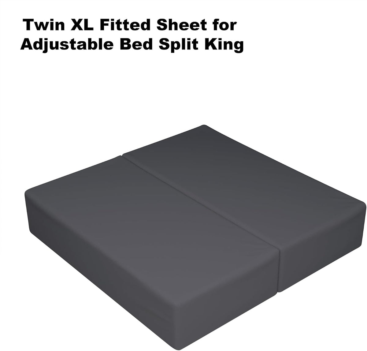 2-Pack Pure Cotton Twin XL Fitted Sheet for Adjustable Bed Split King, 600 TC 16" Deep Pocket Egyptian Cotton Fitted Sheet (2pcs, Twin XL, Dark Grey)