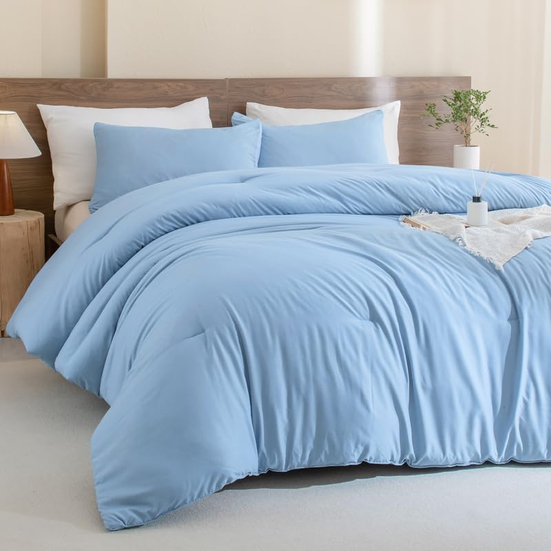 Paxrac Earthy Brown Comforter Full Size, Neutral 3 Pieces Comforter Set, Lightweight Solid Bedding Set, All Seasons Soft Fluffy Full Comforter Set (80x90In Comforter & 2 Pillowcases)