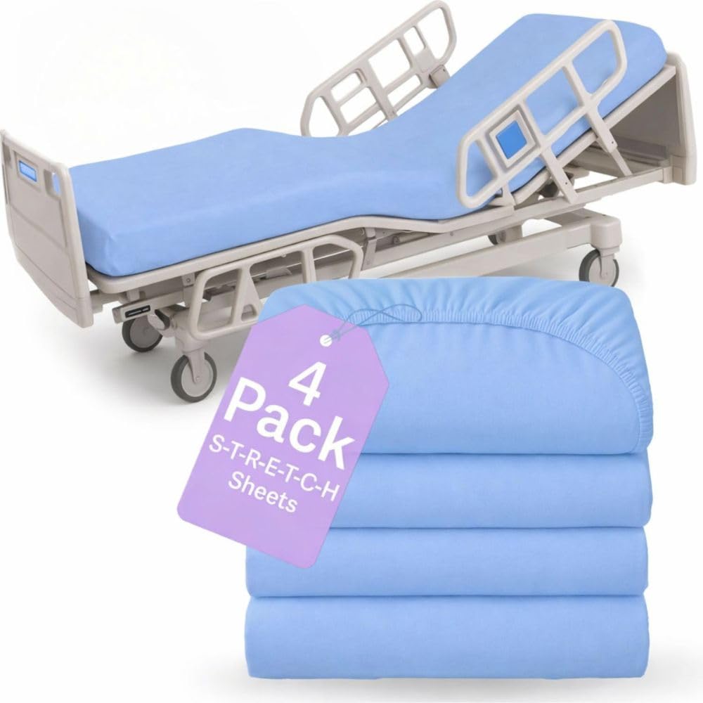 BLISSFORD 2 Pack Fitted Hospital Bed Sheets for Home Use, 36 x 84 x 12