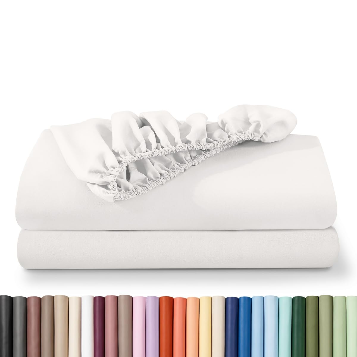 Bare Home 2-Pack Fitted Sheet 1800 Ultra-Soft (Queen, White)