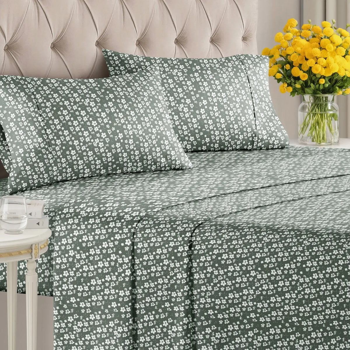CGK | Bloom Collection Sheet Set – Ultra Soft with Deep Pockets, Wrinkle-Free, Stylish Flower Prints Bed Linens