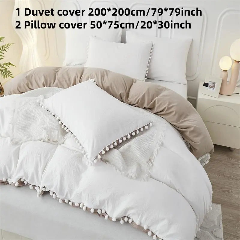 Solid Color Bedding Set (3 Counts/set), 1pc Duvet Cover without Filler & 2pcs Pillowcases, Soft Comfortable Bedding Set for Bedroom, Duvet Cover Sets, Cozy Bedding Set, Comfy Bed Sets