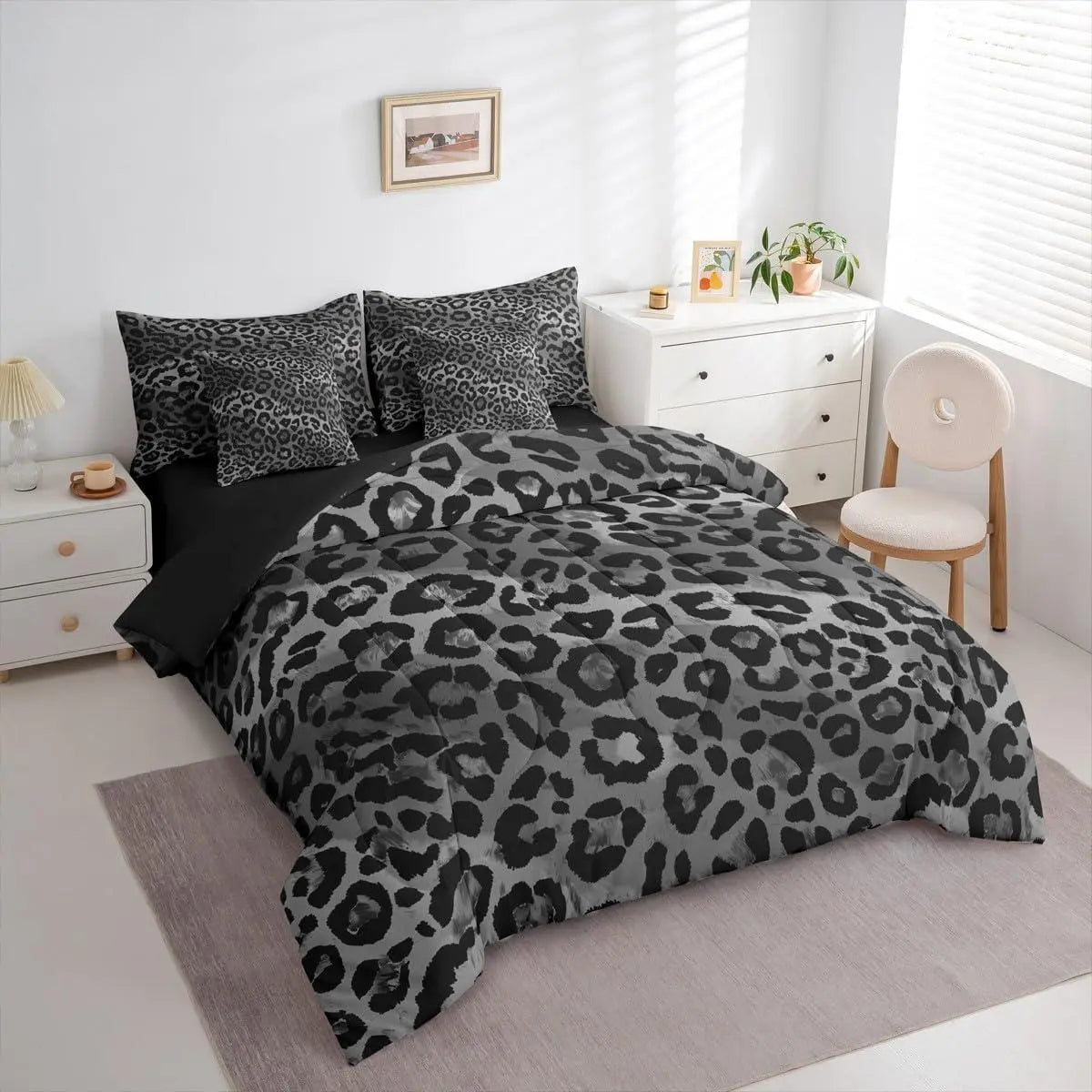 Feelyou Multi-Size 7-Piece Leopard Print Cheetah Print Bed Set, Animal Theme Soft Lightweight Microfiber Bedding Set with Sheets, Wild Safari Pattern Comforter for Bedroom Decor,sohochic