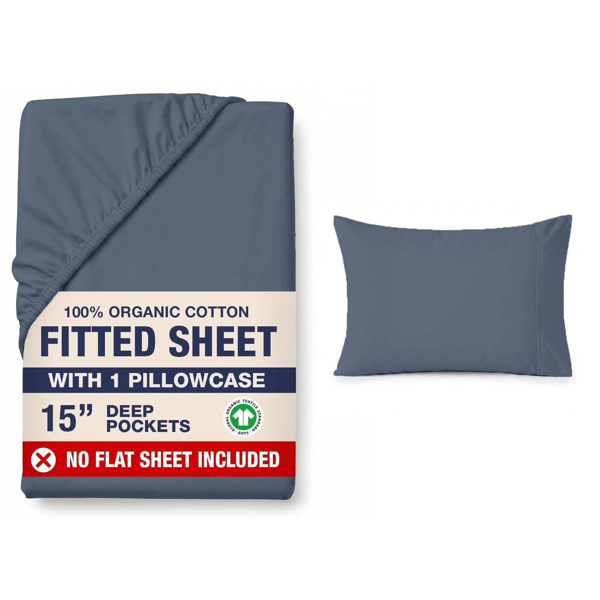 LANE LINEN 100% Organic Cotton Fitted Sheet Queen, 15" Deep Pocket Snug Fit Fully Elasticized Naturally Temperature Regulating Soft & Comfy Deep Pocket Queen - White (+Pillowcases)