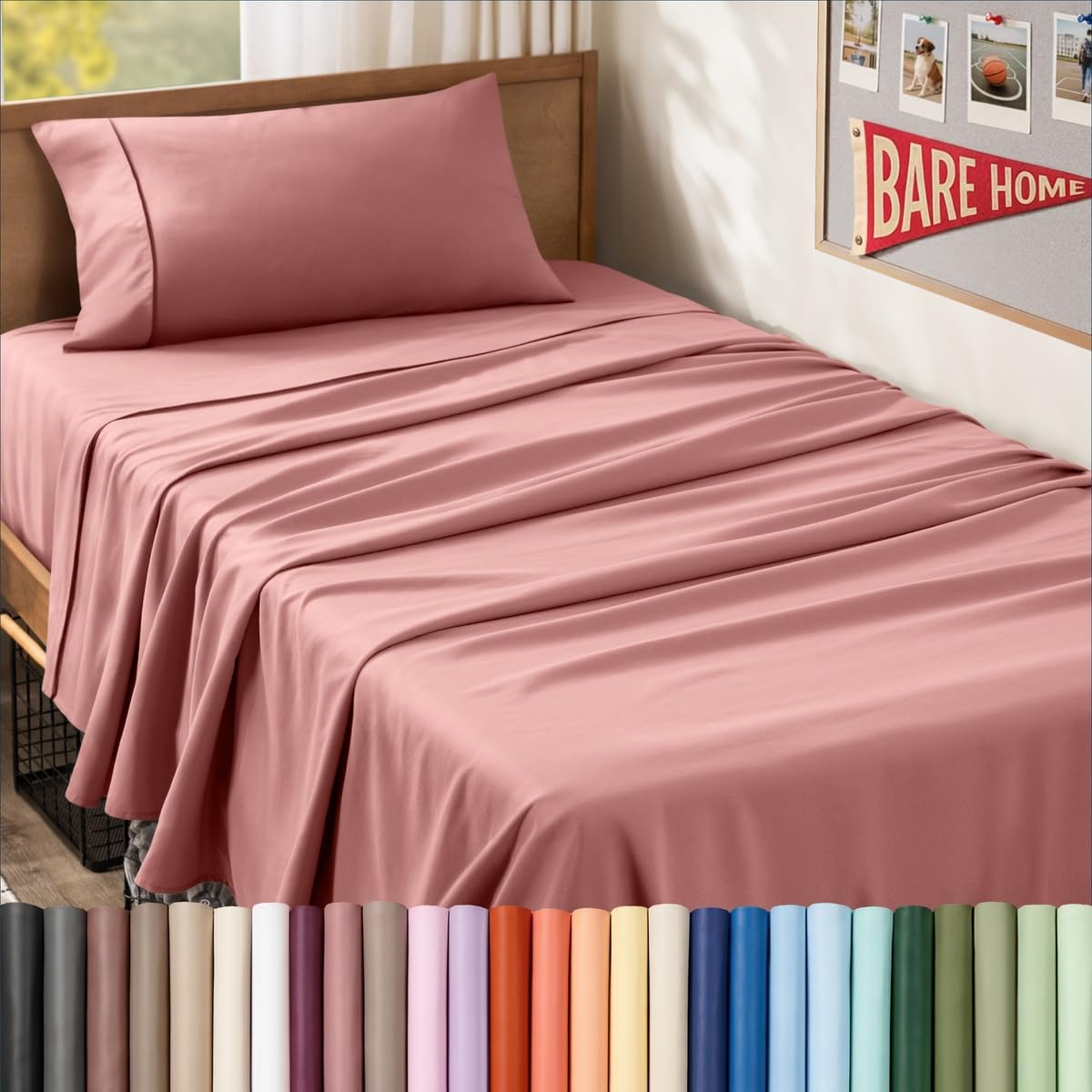 Bare Home Queen Sheet Set - 1800 Ultra-Soft (Queen, Grey)