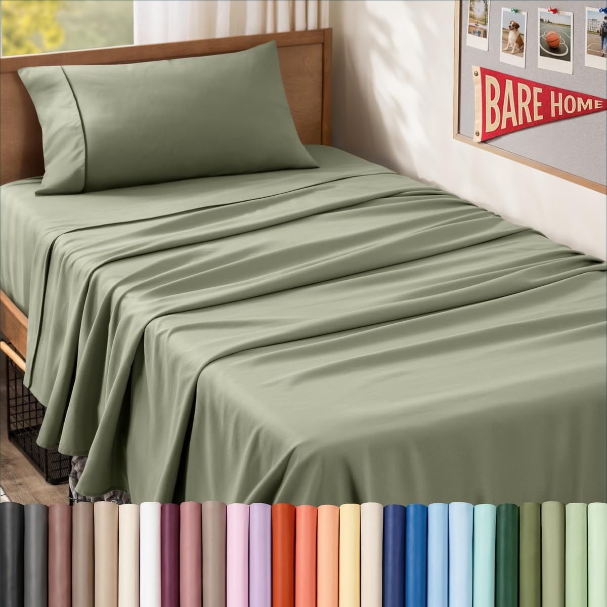 Bare Home Queen Sheet Set - 1800 Ultra-Soft (Queen, Grey)