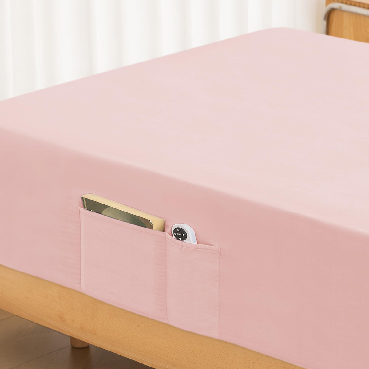 ALYVIA SPRING Twin Fitted Sheet with Side Pocket, Sage, 39x75