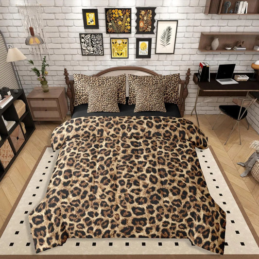Feelyou 7-Piece Cheetah Leopard Bedding Set, Multi-Size Animal Prints Bold Pattern Bed-in-a-Bag, Includes Comforter, Sheet Set, Pillowcases & Pillow Shams, Farmhouse Bedroom Decor, Seven Pieces,sohochic