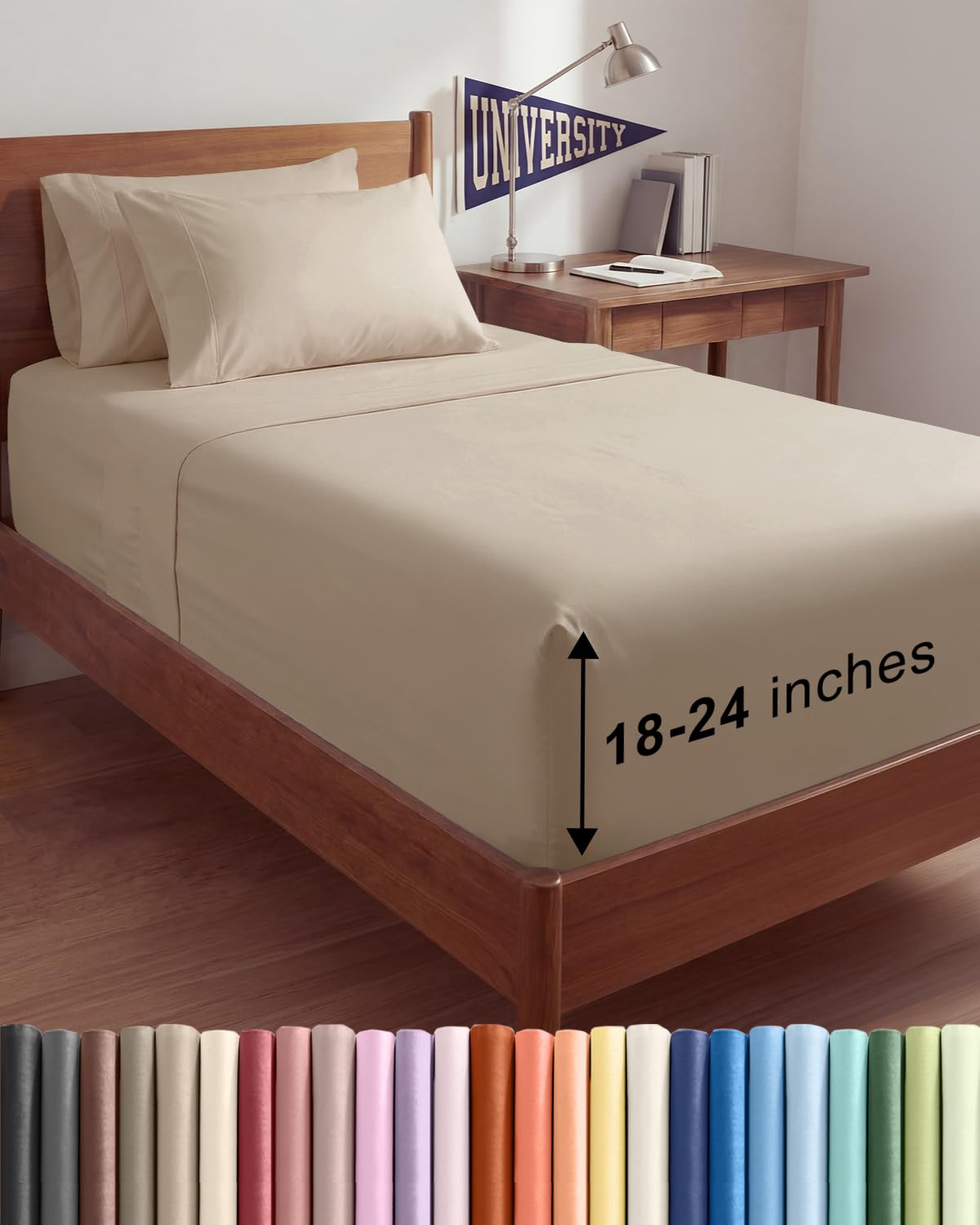 Extra Deep Queen Sheet Set - 6 Piece Breathable and Cooling Sheets - Grey