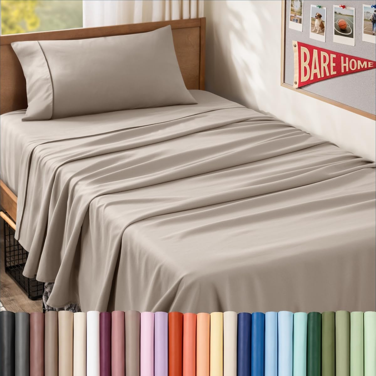 Bare Home Queen Sheet Set - 1800 Ultra-Soft (Queen, Grey)