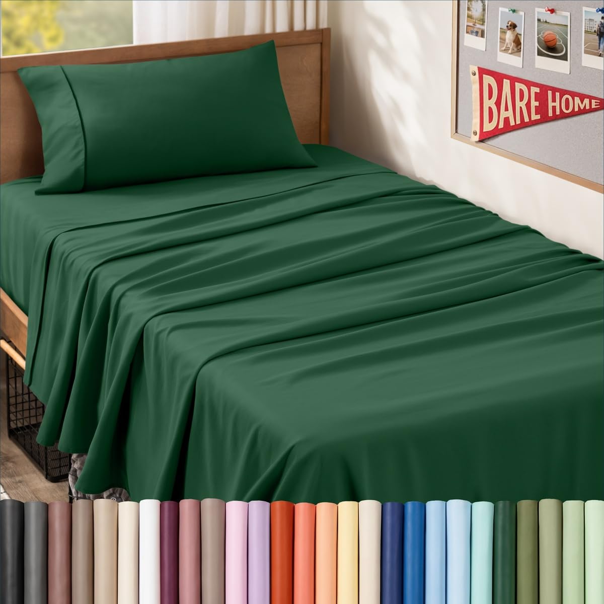 Bare Home Queen Sheet Set - 1800 Ultra-Soft (Queen, Grey)