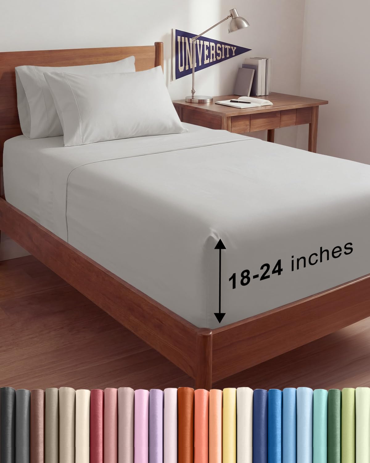 Extra Deep Queen Sheet Set - 6 Piece Breathable and Cooling Sheets - Grey