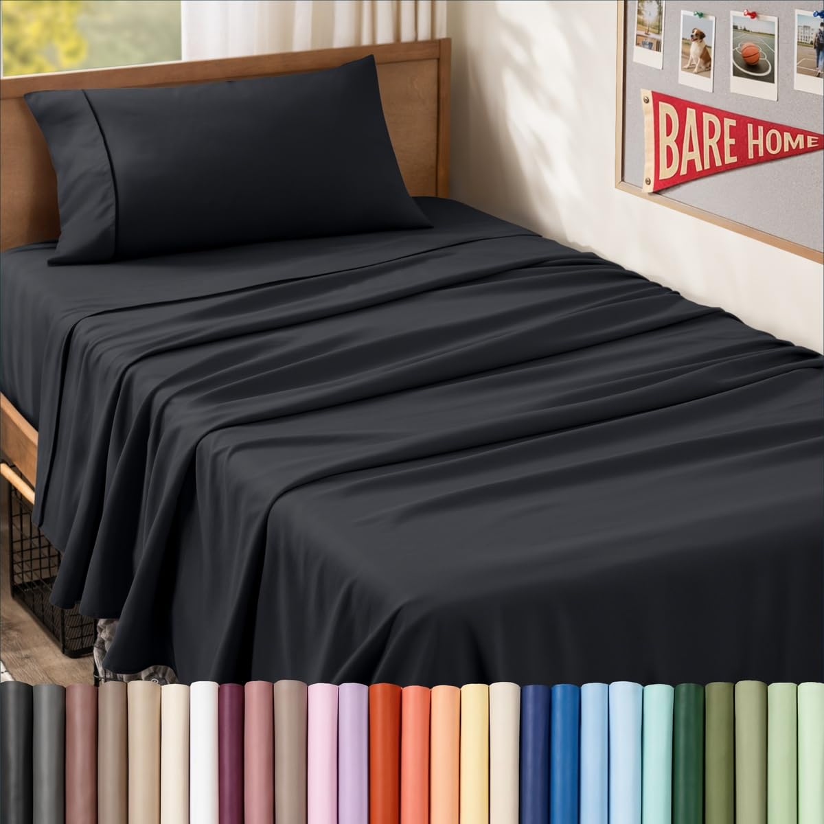 Bare Home Queen Sheet Set - 1800 Ultra-Soft (Queen, Grey)