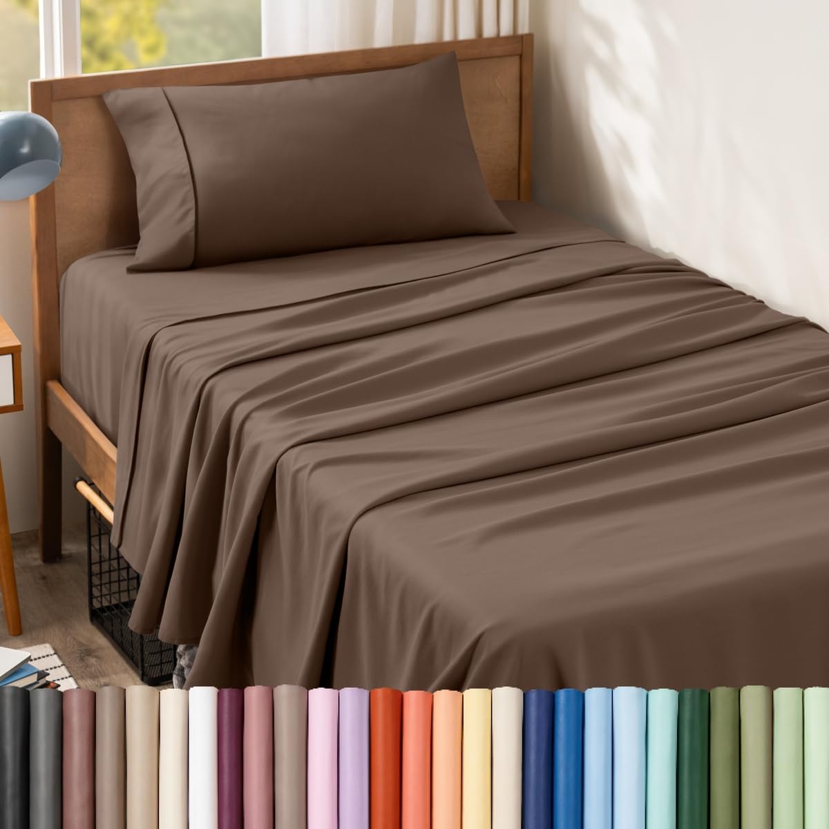 Bare Home Queen Sheet Set - 1800 Ultra-Soft (Queen, Grey)