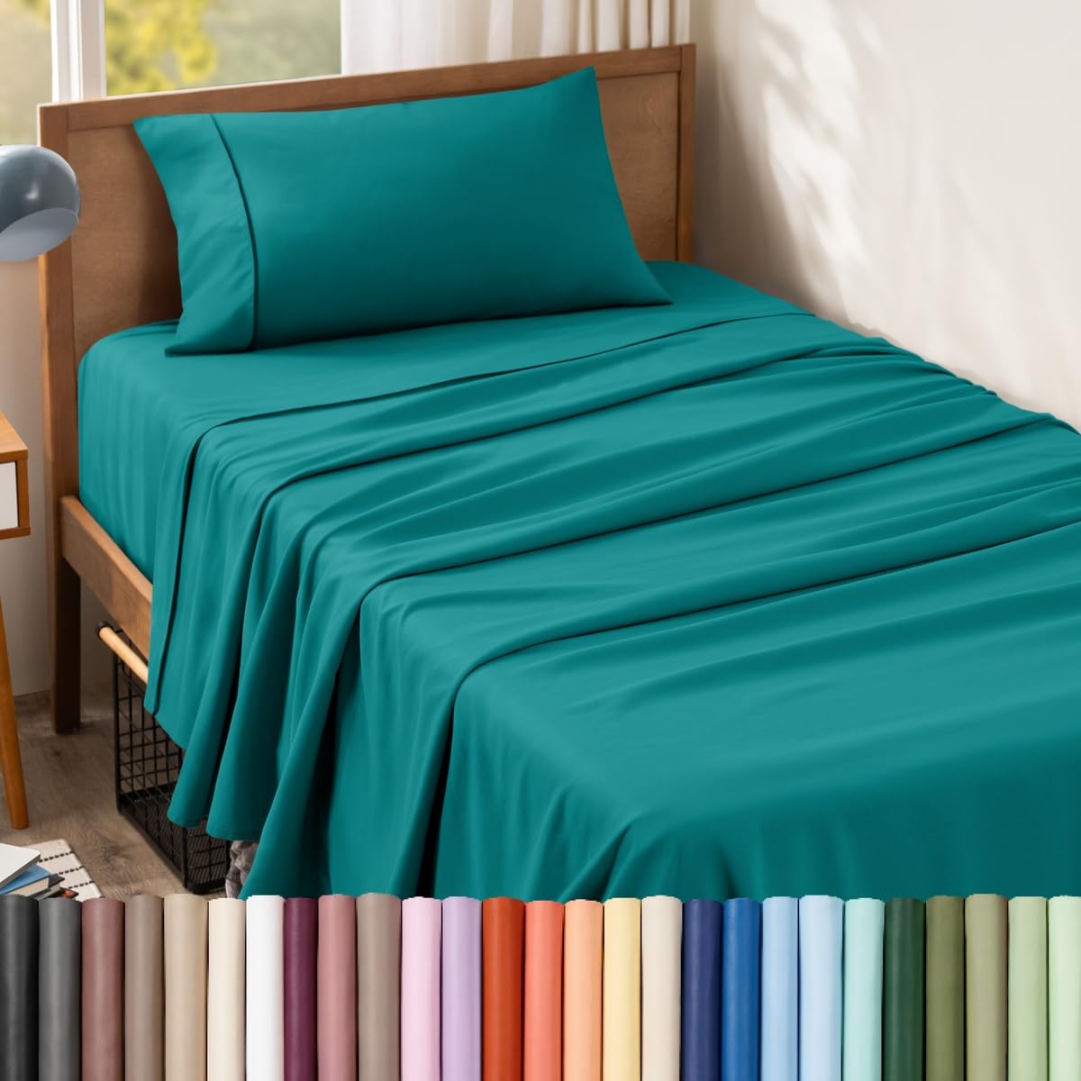 Bare Home Queen Sheet Set - 1800 Ultra-Soft (Queen, Grey)