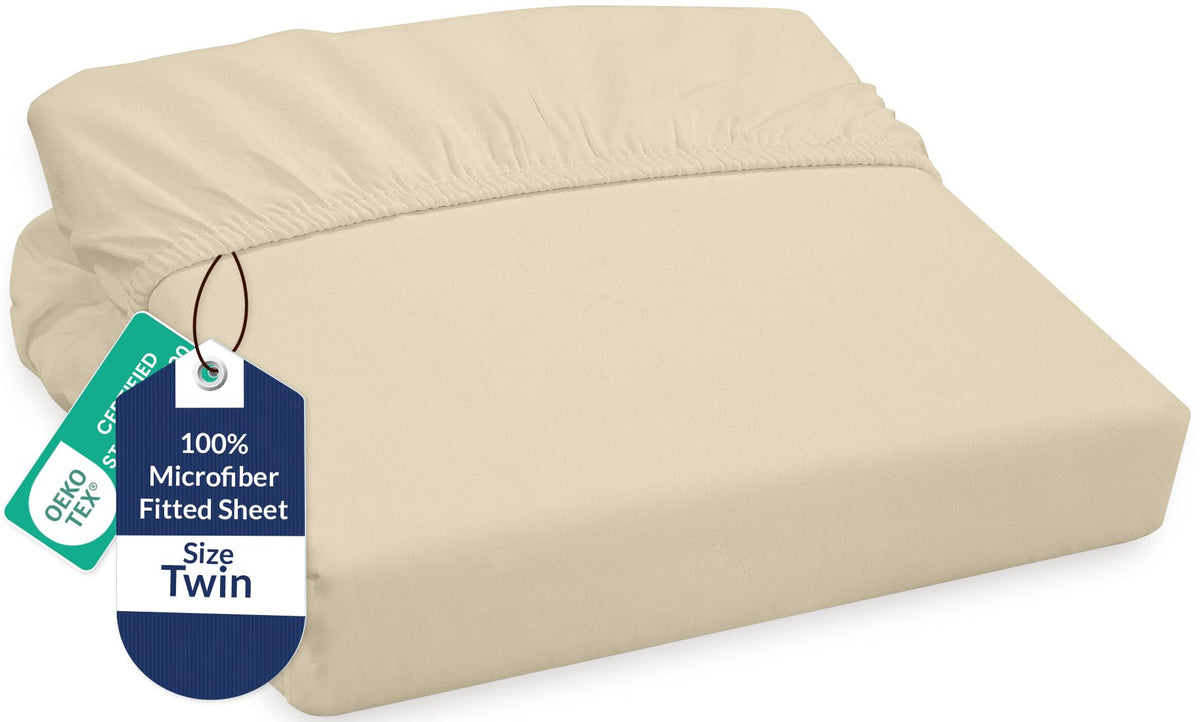 Royale Linens Fitted Sheet Queen - Ultra Soft 1800 Brushed Microfiber - Hotel Luxury Bottom Sheets - Wrinkle Free & Fade Resistant - Deep Pocket Fitted Sheet Only (Queen, White)