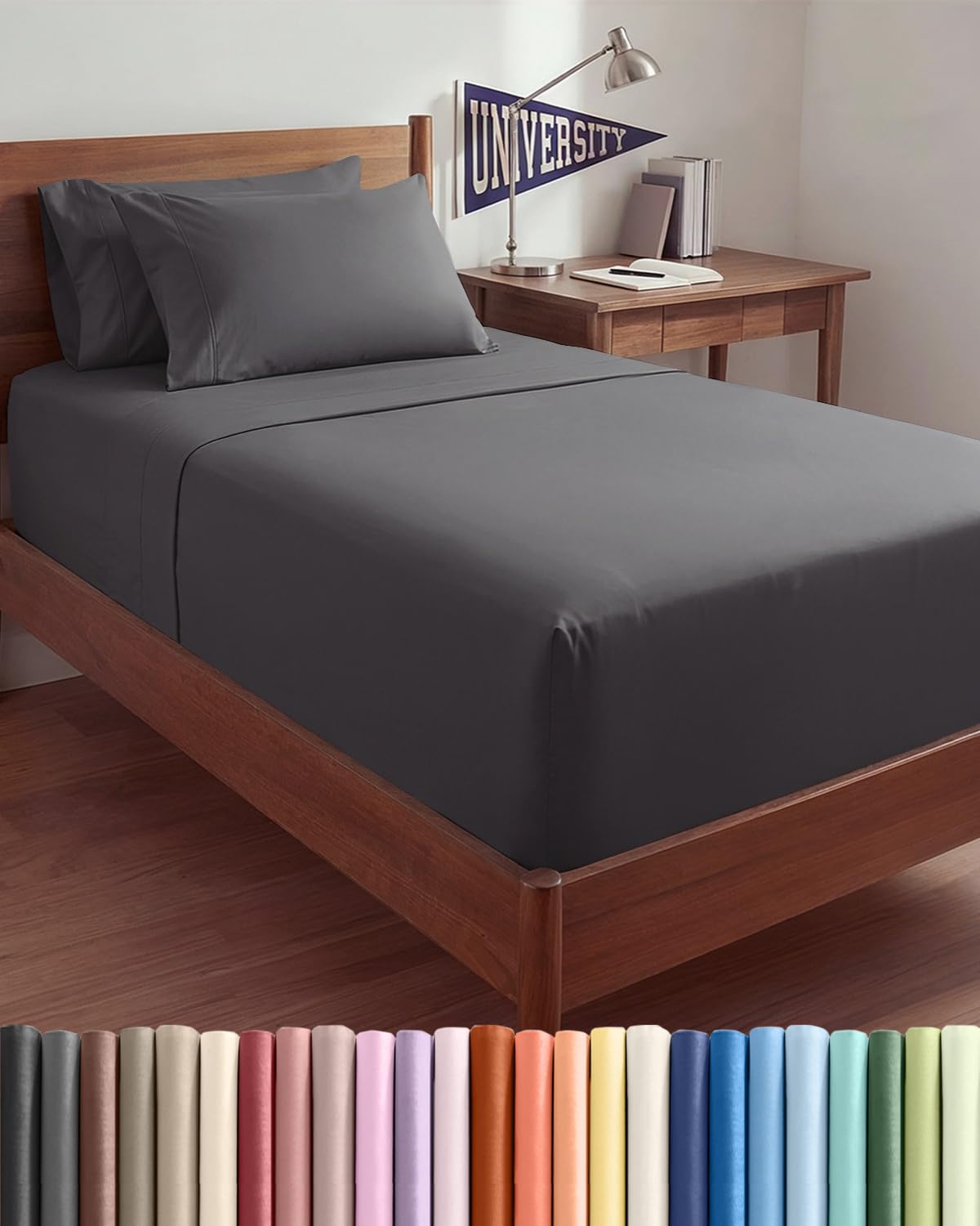 Extra Deep Queen Sheet Set - 6 Piece Breathable and Cooling Sheets - Grey