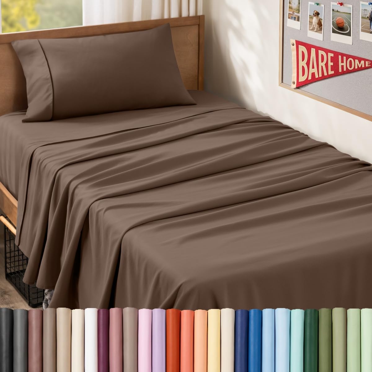 Bare Home Queen Sheet Set - 1800 Ultra-Soft (Queen, Grey)