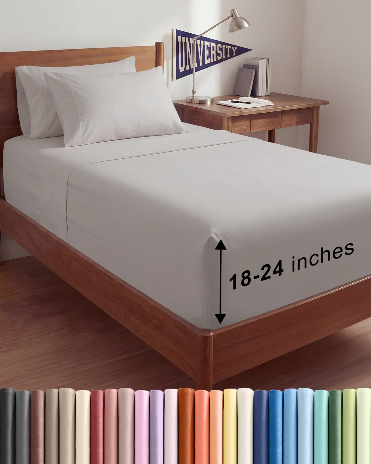 Extra Deep Queen Sheet Set - 6 Piece Breathable and Cooling Sheets - Grey