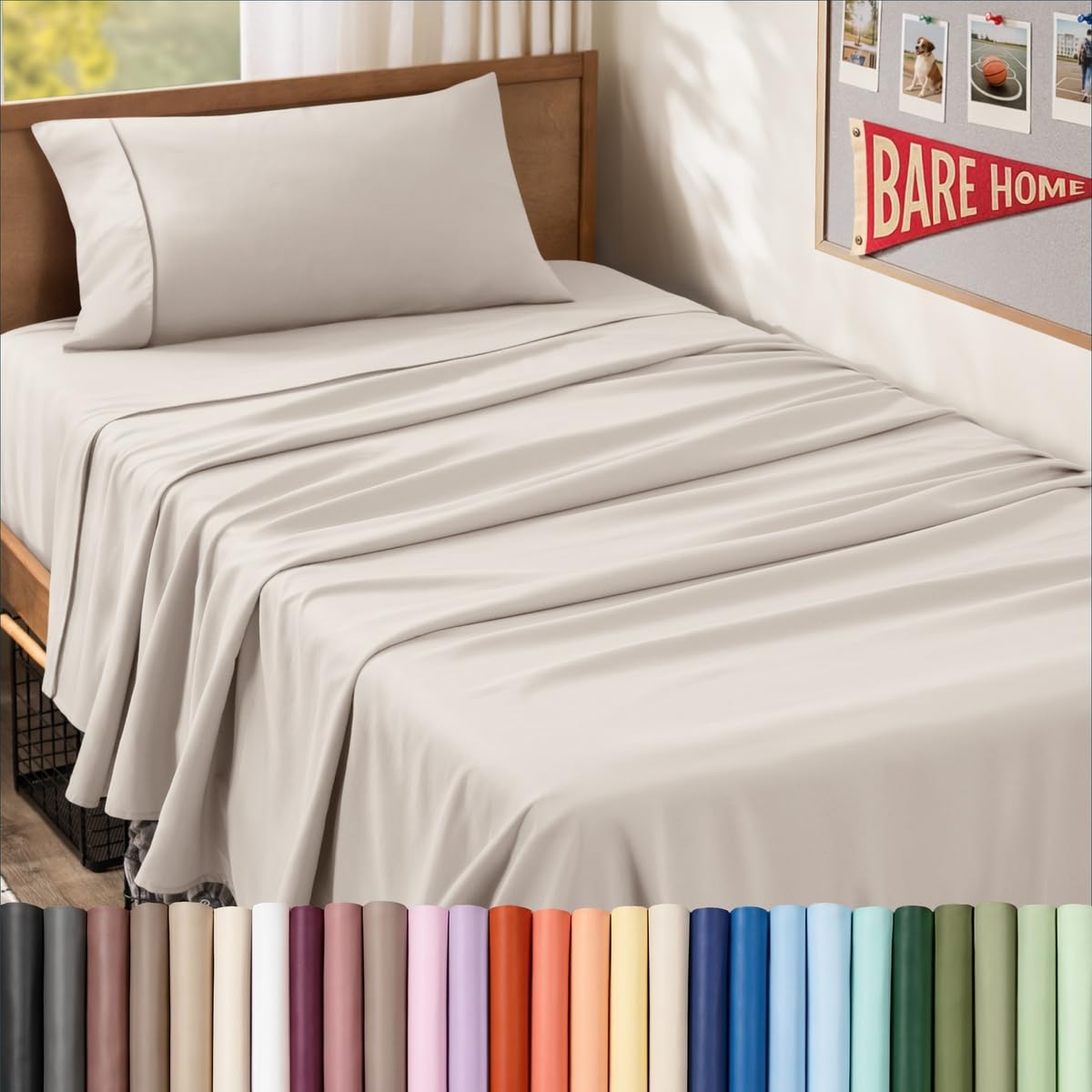 Bare Home Queen Sheet Set - 1800 Ultra-Soft (Queen, Grey)