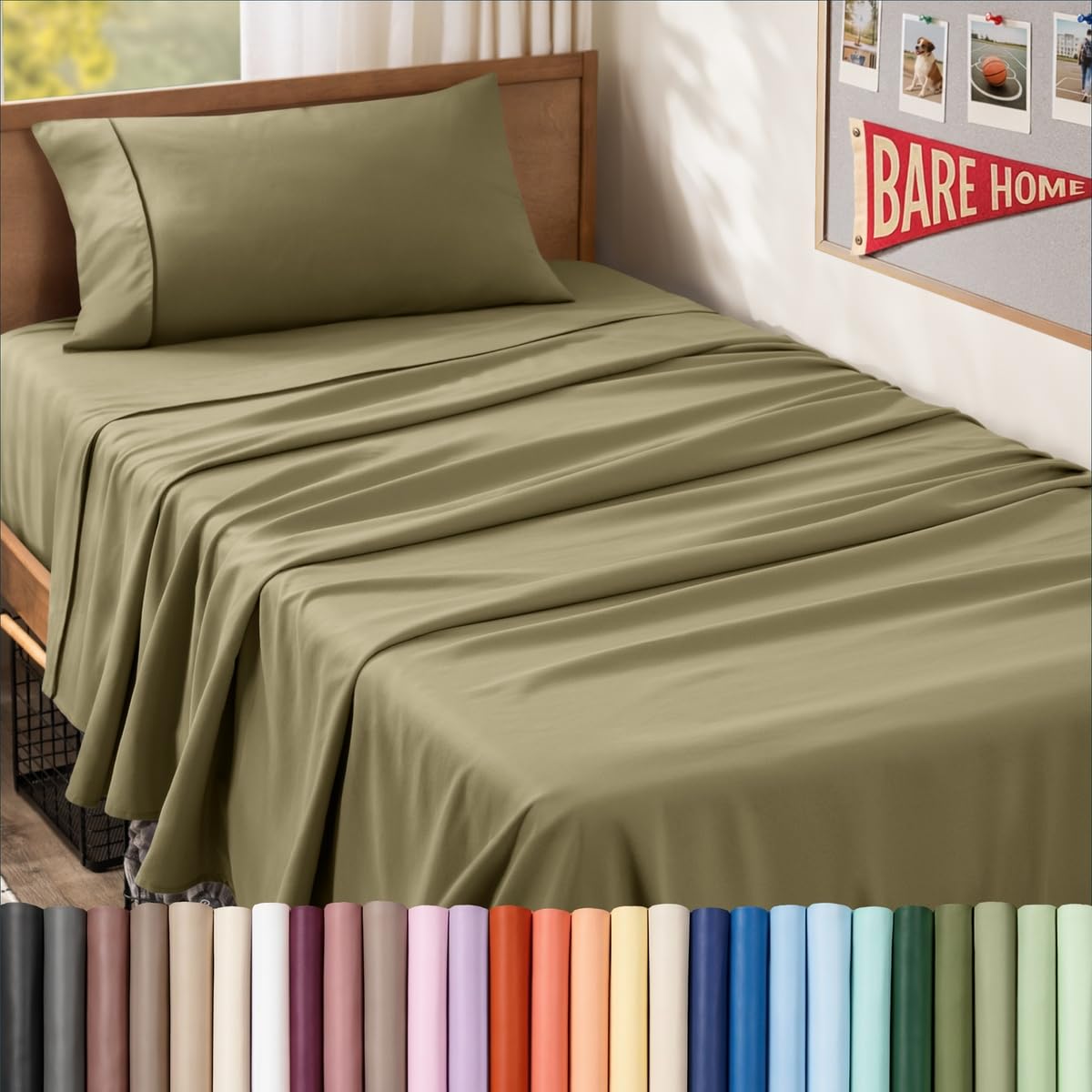 Bare Home Queen Sheet Set - 1800 Ultra-Soft (Queen, Grey)