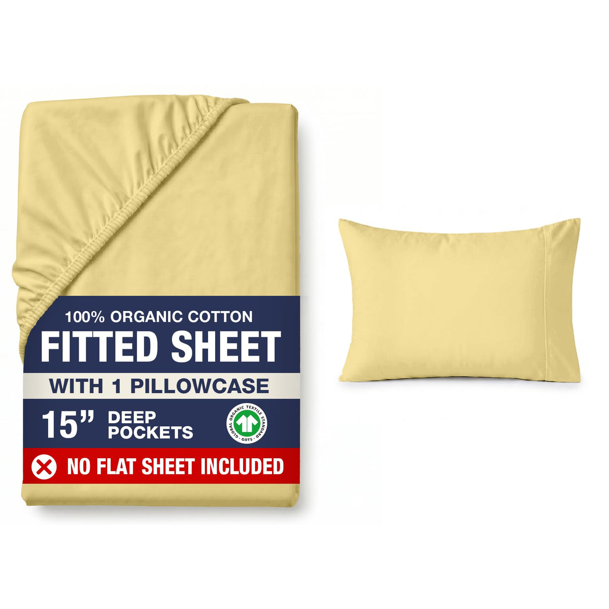 LANE LINEN 100% Organic Cotton Fitted Sheet Queen, 15" Deep Pocket Snug Fit Fully Elasticized Naturally Temperature Regulating Soft & Comfy Deep Pocket Queen - White (+Pillowcases)