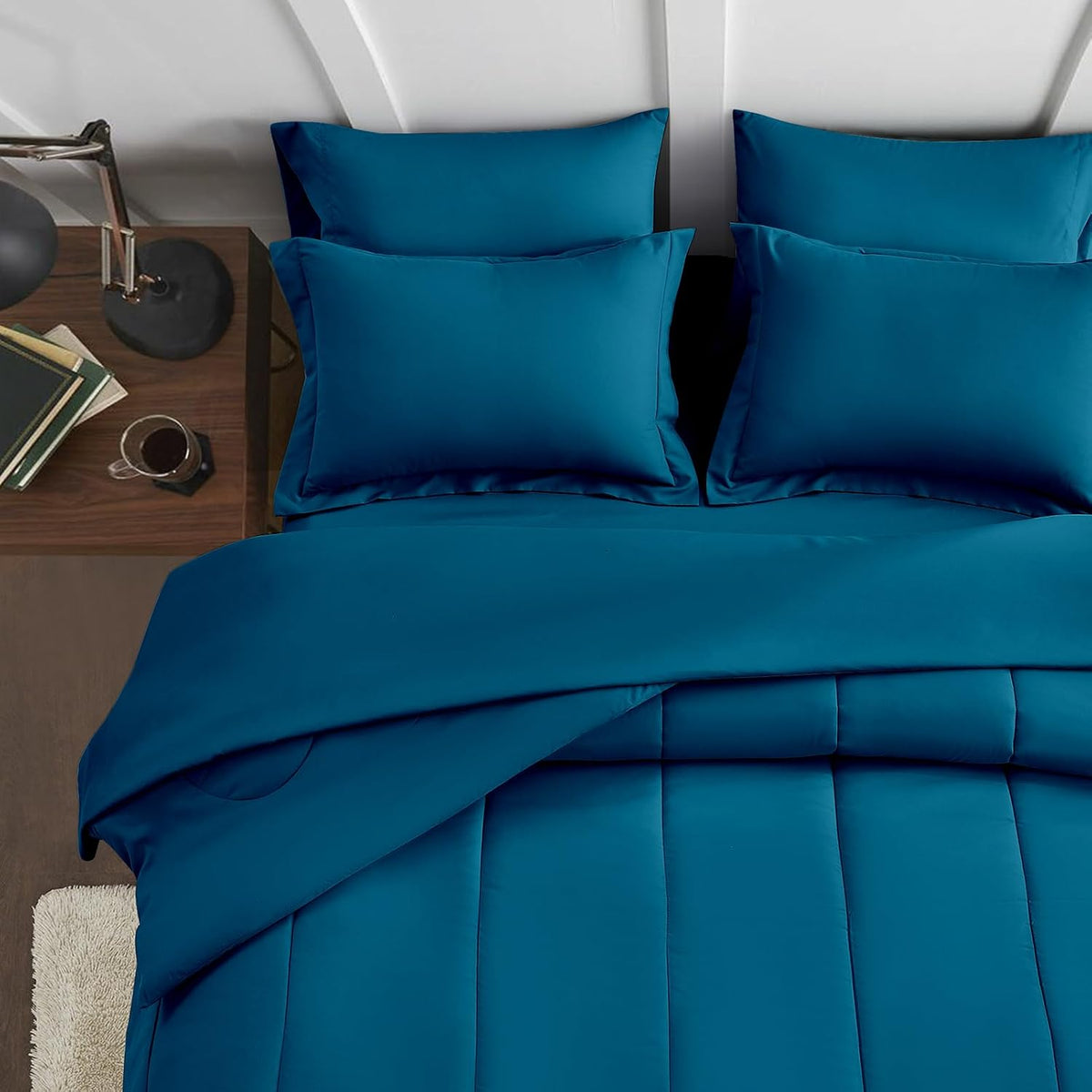 Maple&Stone Full Comforter Set 7 Pieces Bed in a Bag Teal Bed Set
