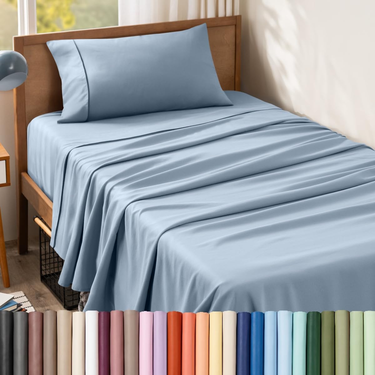 Bare Home Queen Sheet Set - 1800 Ultra-Soft (Queen, Grey)