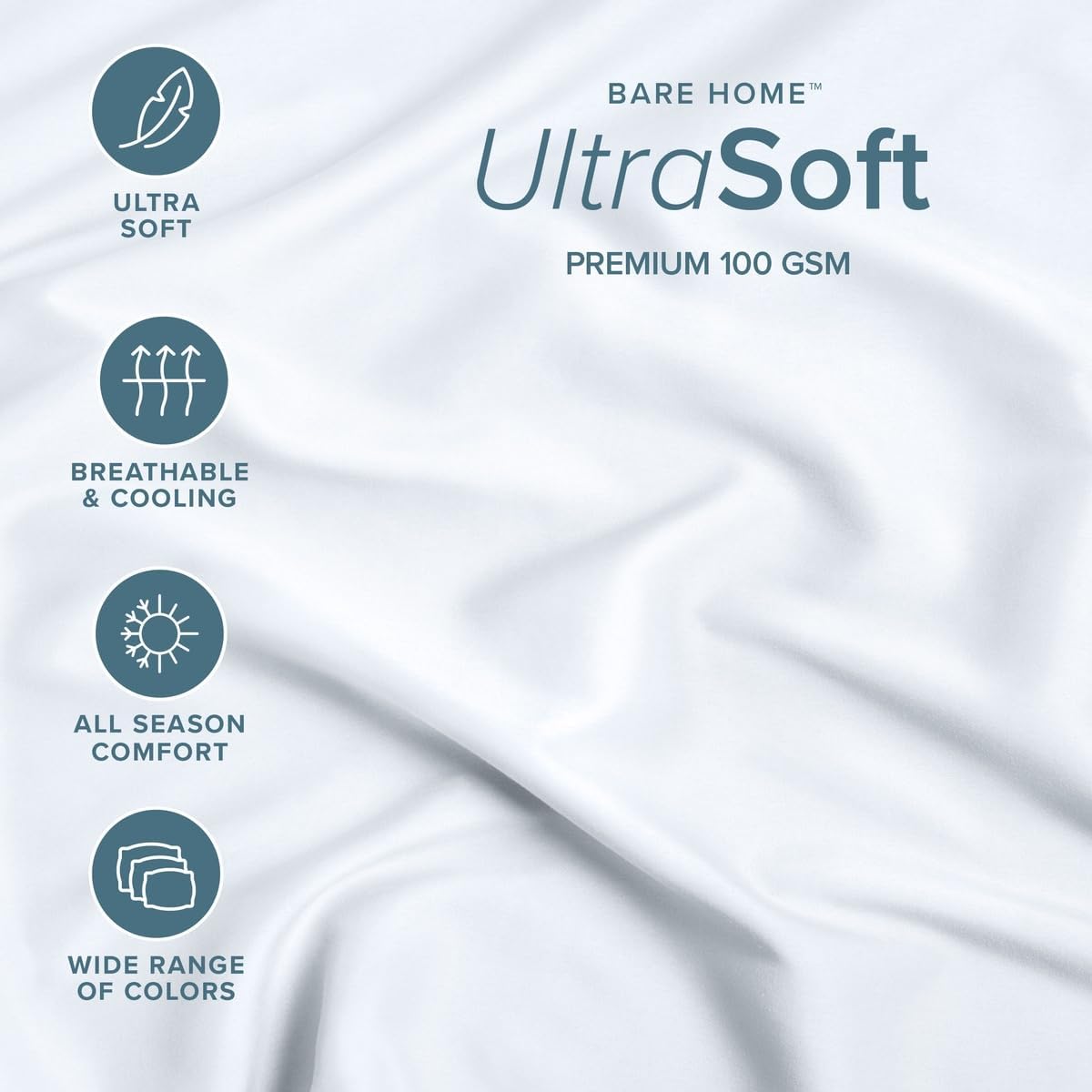Bare Home 2-Pack Fitted Sheet 1800 Ultra-Soft (Queen, White)