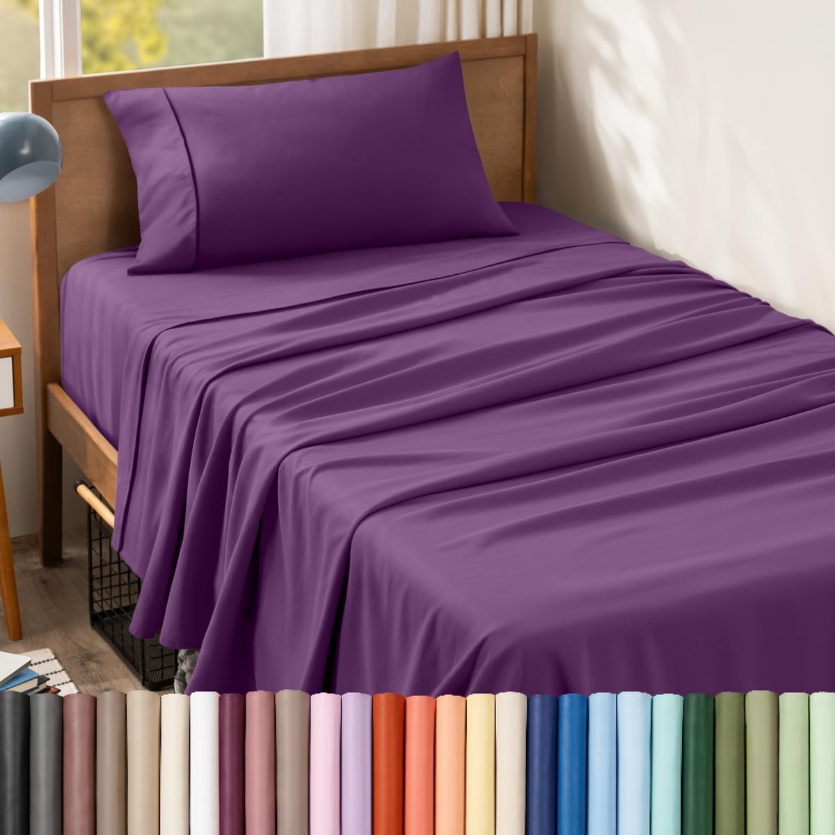 Bare Home Queen Sheet Set - 1800 Ultra-Soft (Queen, Grey)