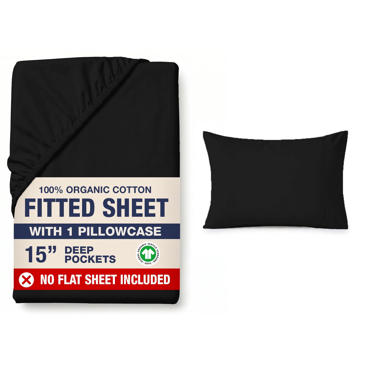 LANE LINEN 100% Organic Cotton Fitted Sheet Queen, 15" Deep Pocket Snug Fit Fully Elasticized Naturally Temperature Regulating Soft & Comfy Deep Pocket Queen - White (+Pillowcases)