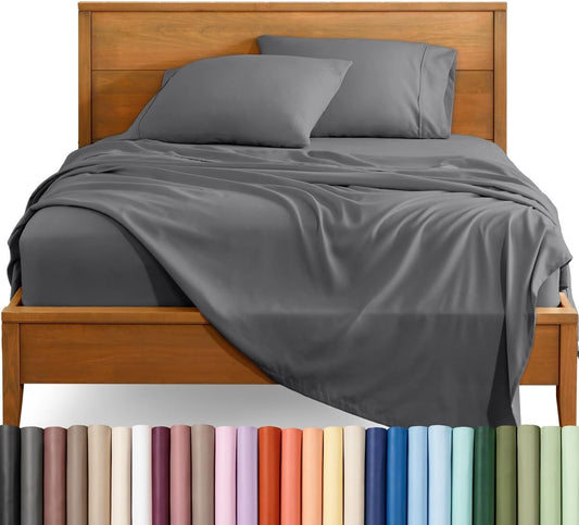 Bare Home Queen Sheet Set - 1800 Ultra-Soft (Queen, Grey)