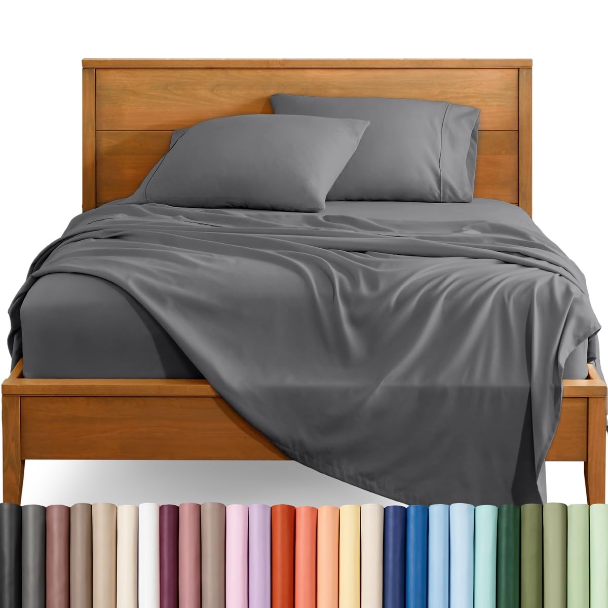 Bare Home Queen Sheet Set - 1800 Ultra-Soft (Queen, Grey)