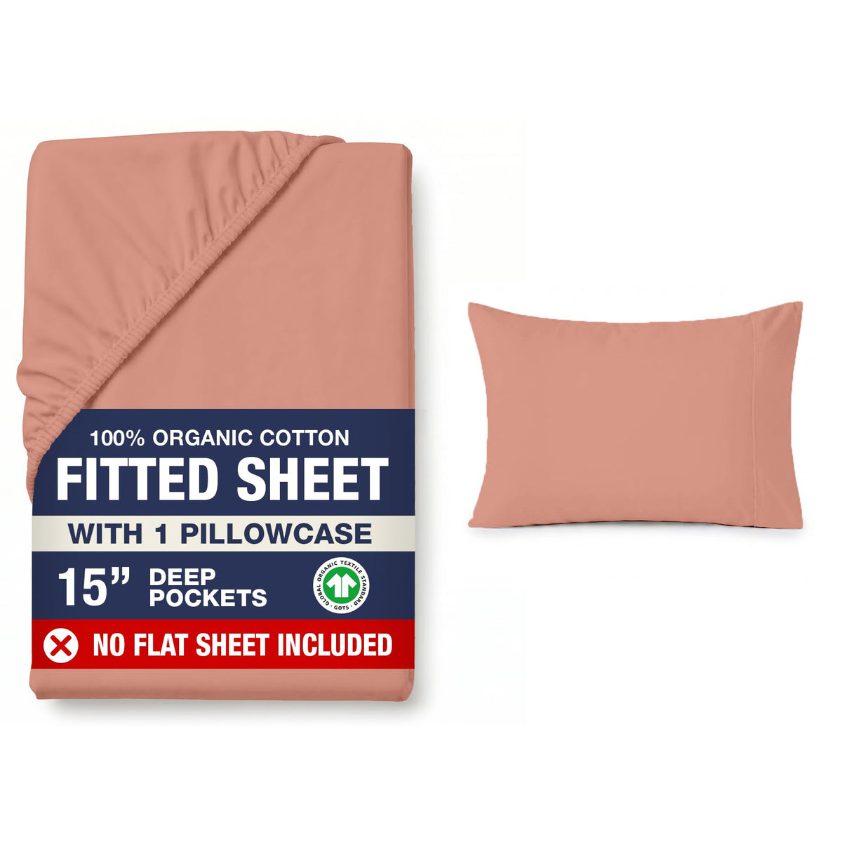 LANE LINEN 100% Organic Cotton Fitted Sheet Queen, 15" Deep Pocket Snug Fit Fully Elasticized Naturally Temperature Regulating Soft & Comfy Deep Pocket Queen - White (+Pillowcases)