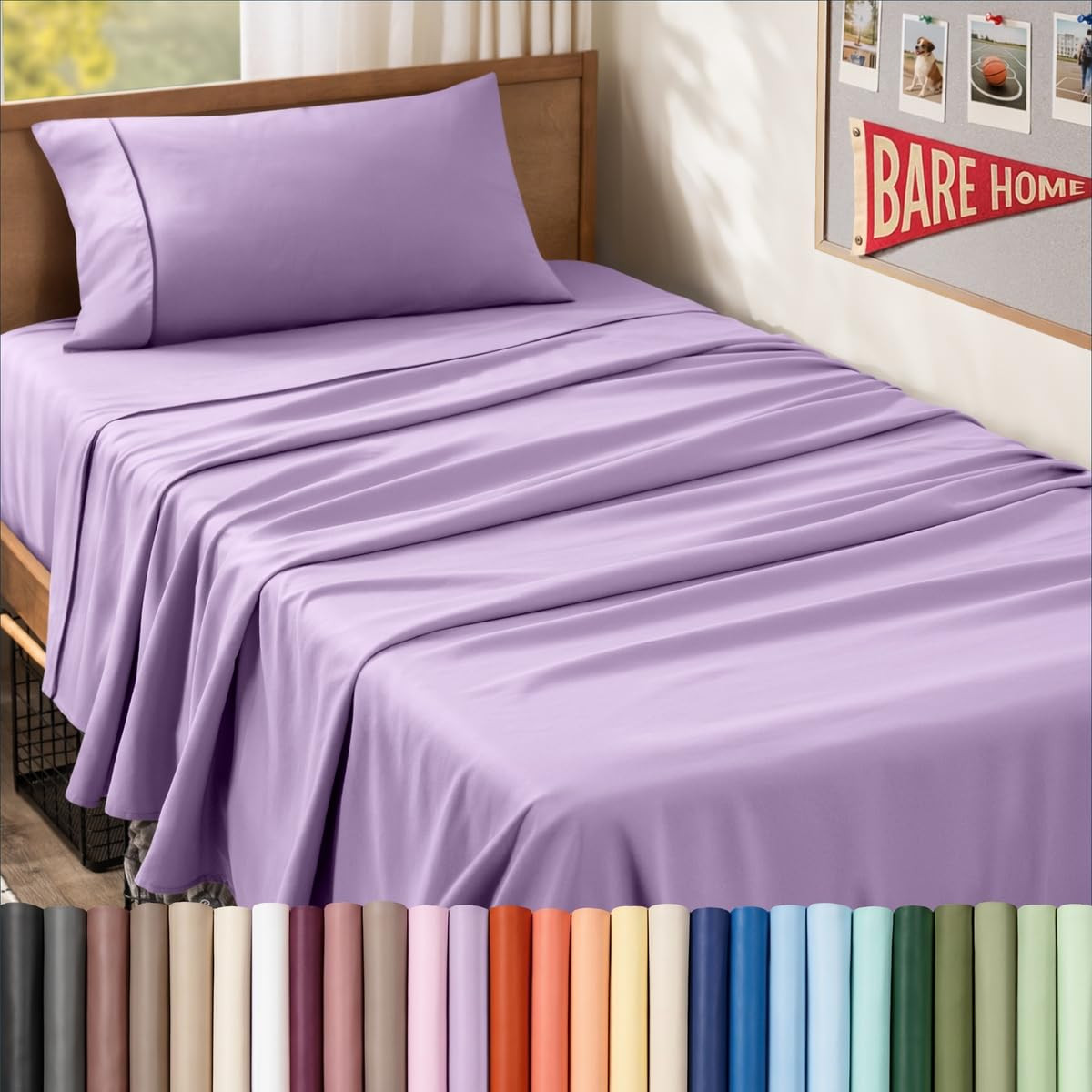 Bare Home Queen Sheet Set - 1800 Ultra-Soft (Queen, Grey)