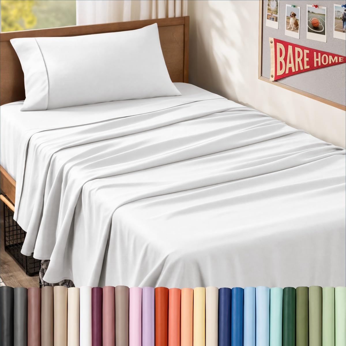 Bare Home Queen Sheet Set - 1800 Ultra-Soft (Queen, Grey)