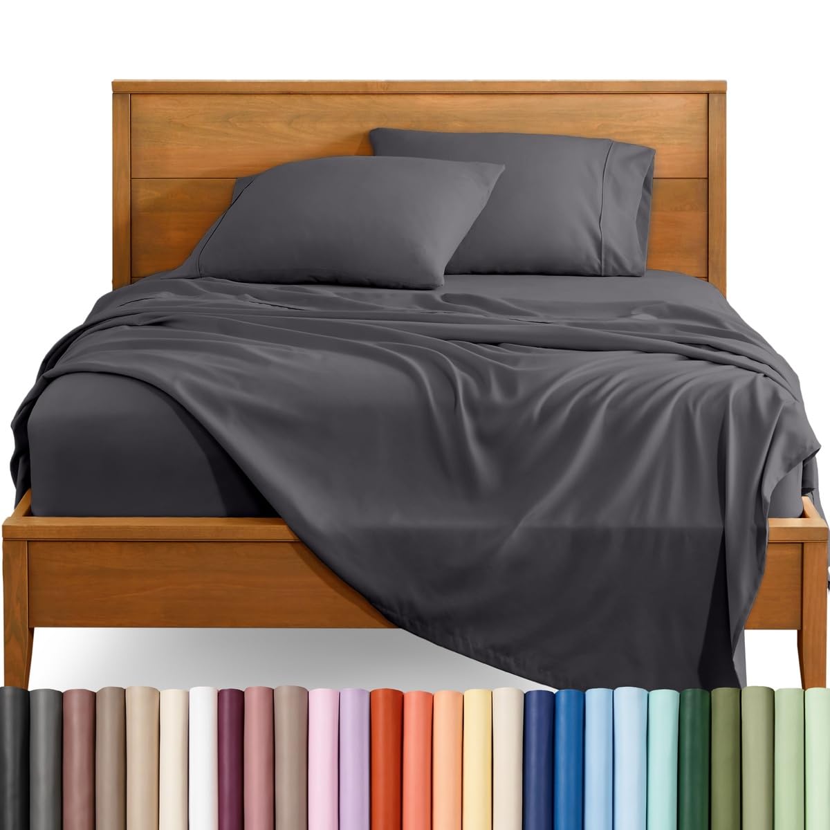 Bare Home Queen Sheet Set - 1800 Ultra-Soft (Queen, Grey)